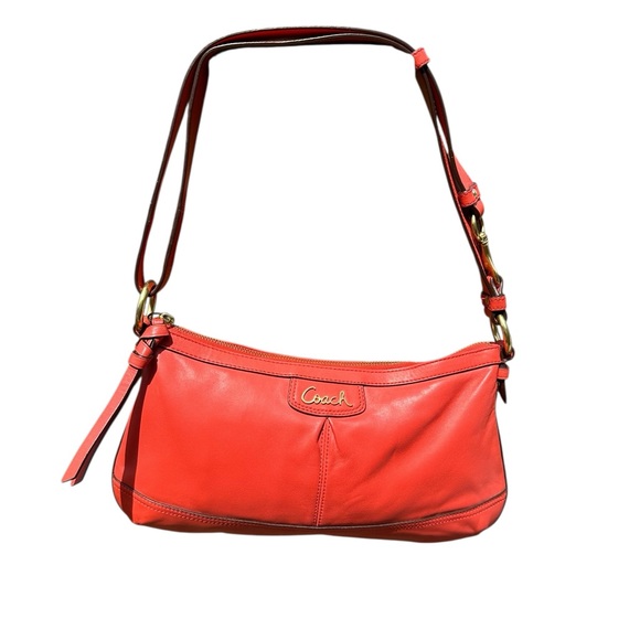 Coach Park Orange Leather Shoulder Bag - Picture 1 of 13